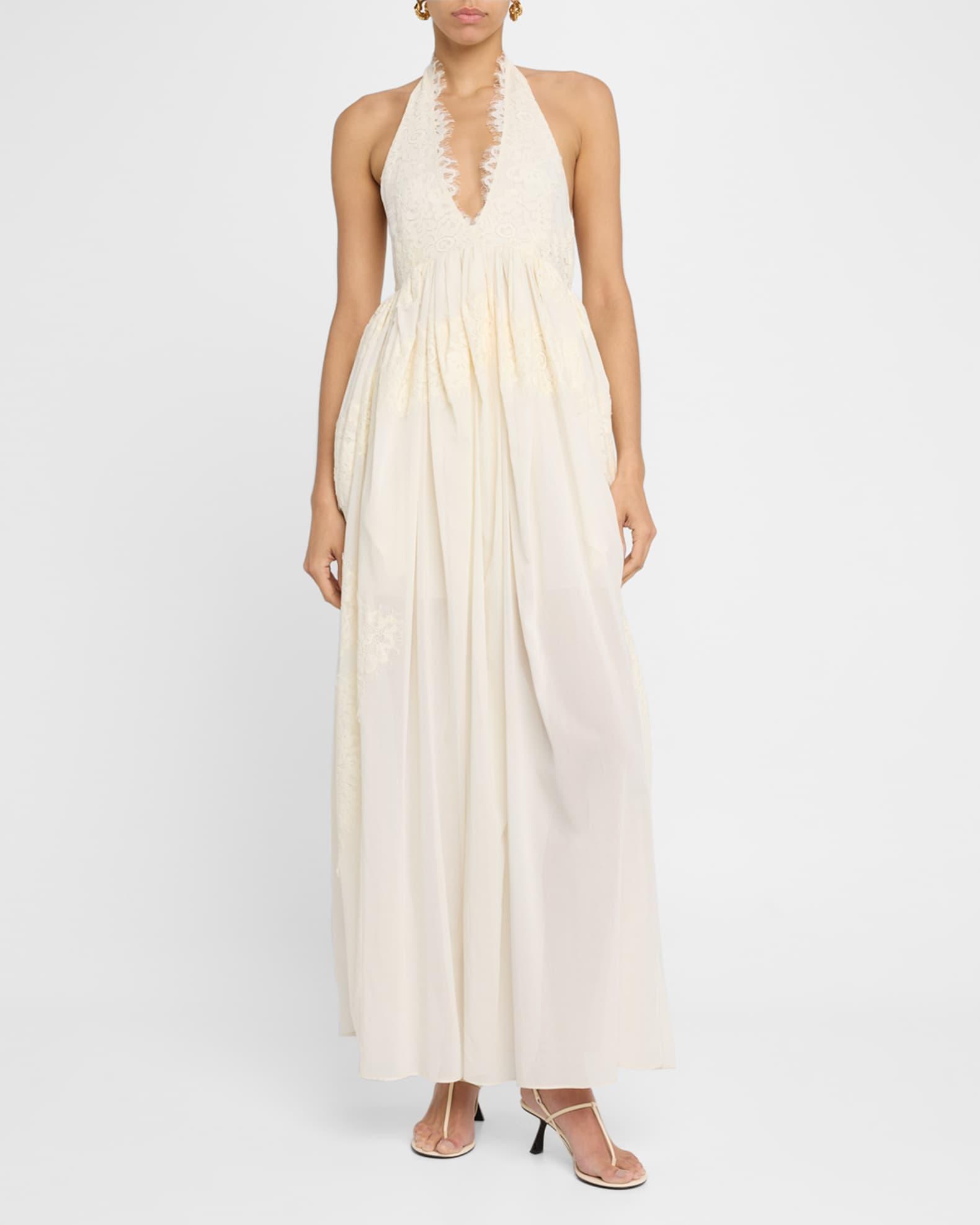 Cambrie Lace Halter Maxi Dress Product Image