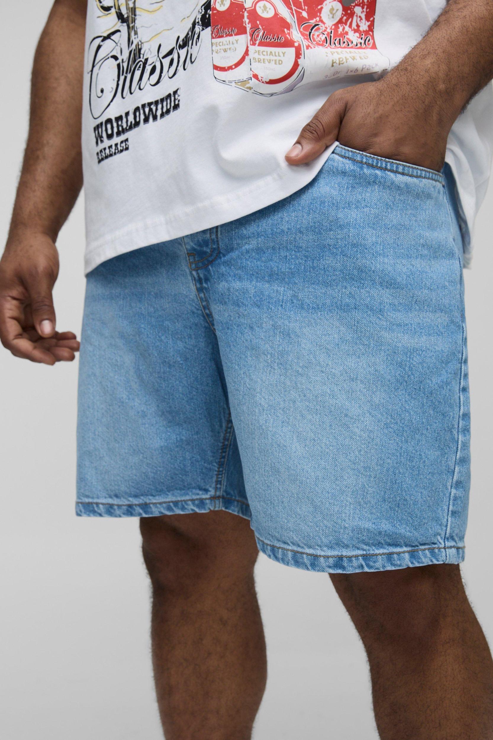 Plus Slim Rigid Jean Shorts | boohooMAN USA Product Image