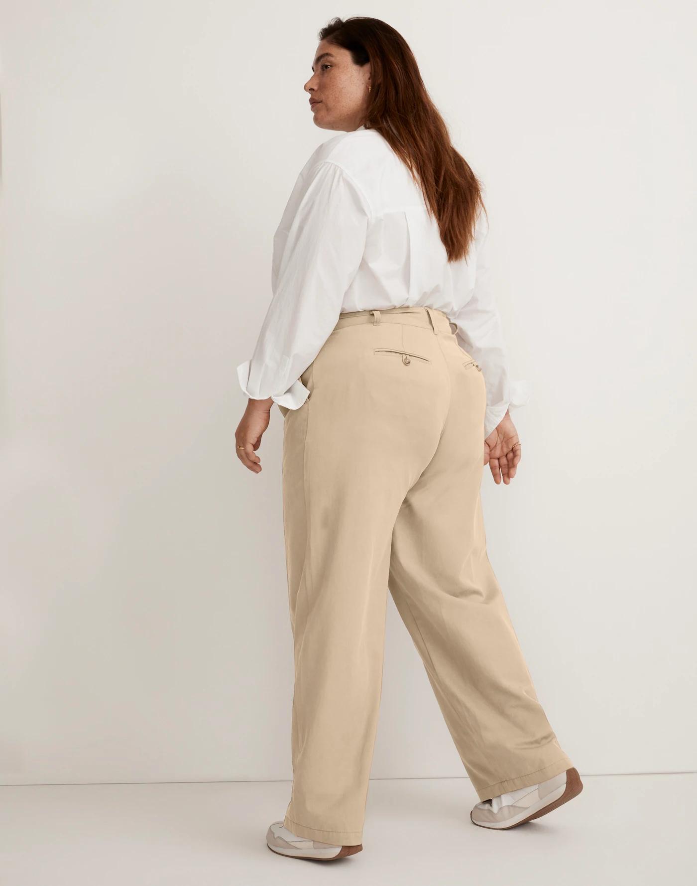 The Plus Harlow Wide-Leg Pant in Drapey Twill Product Image