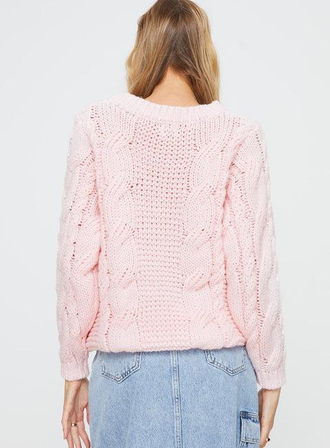 Ellison Cable Knit Sweater Blush Pink Product Image