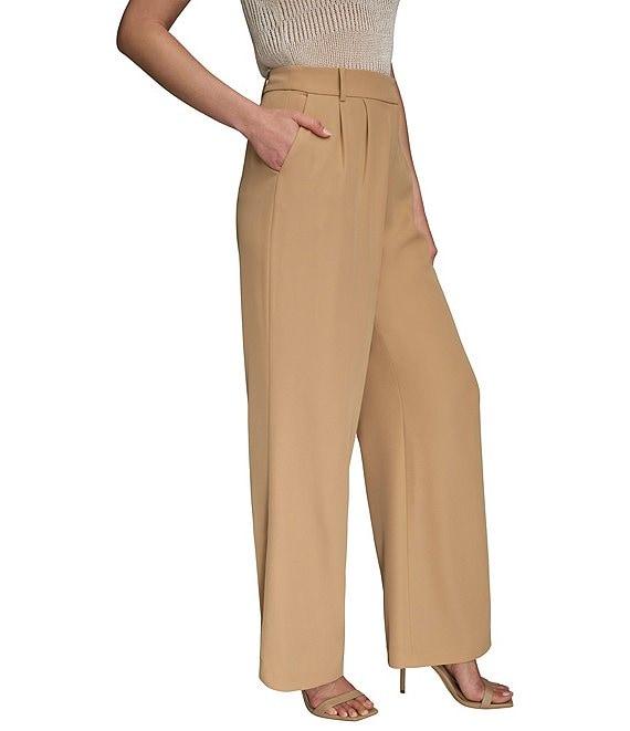 Donna Karan Crepe Pleated Wide Leg Pants Product Image