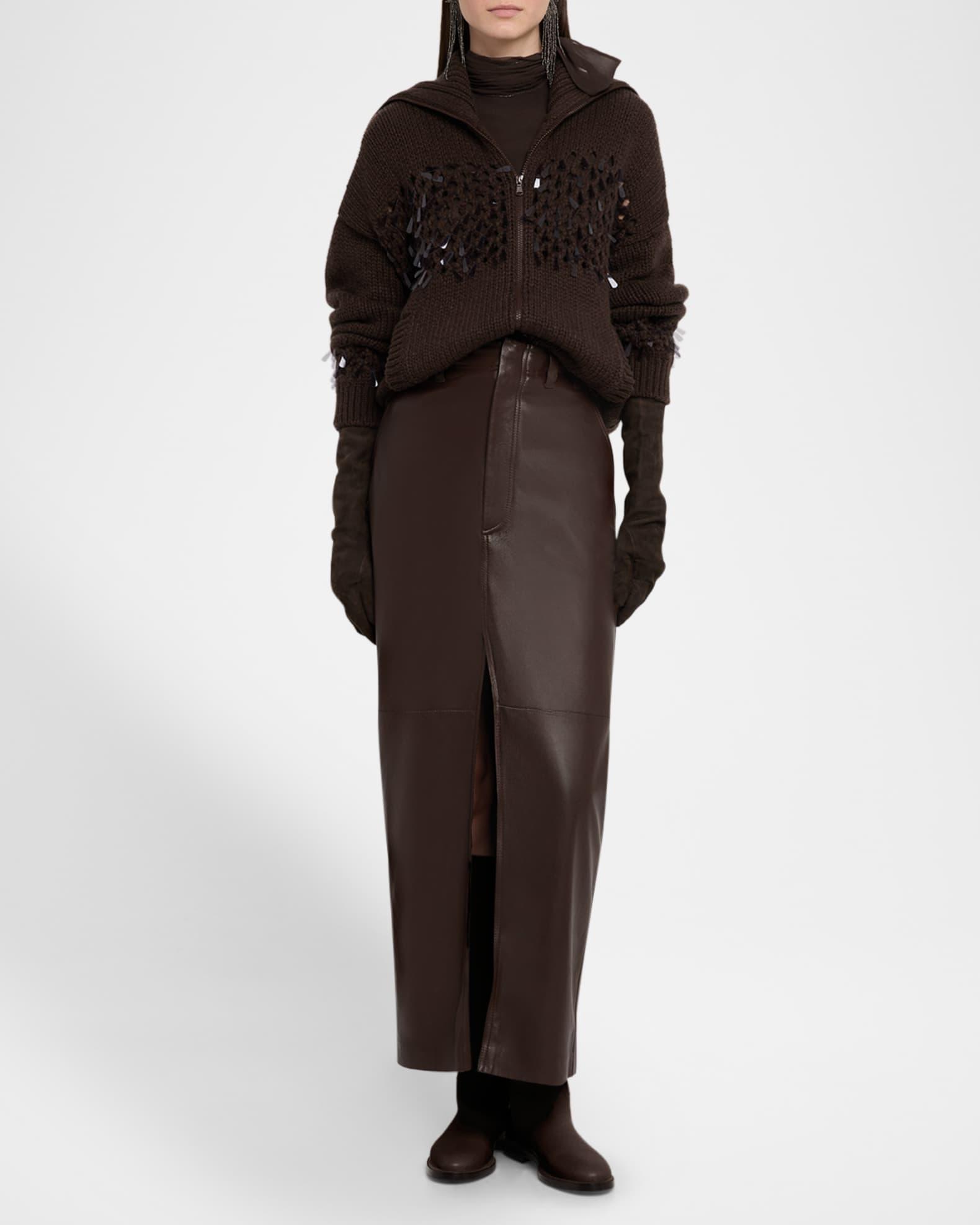 Leather Front-Slit Skirt  Product Image