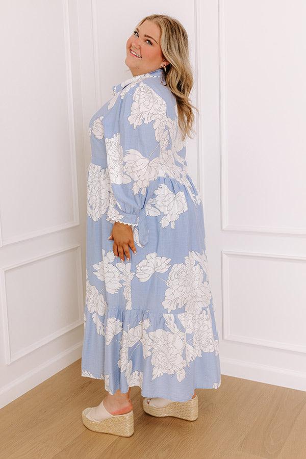 Bistro Bound Floral Midi Dress in Sky Blue Curves Product Image
