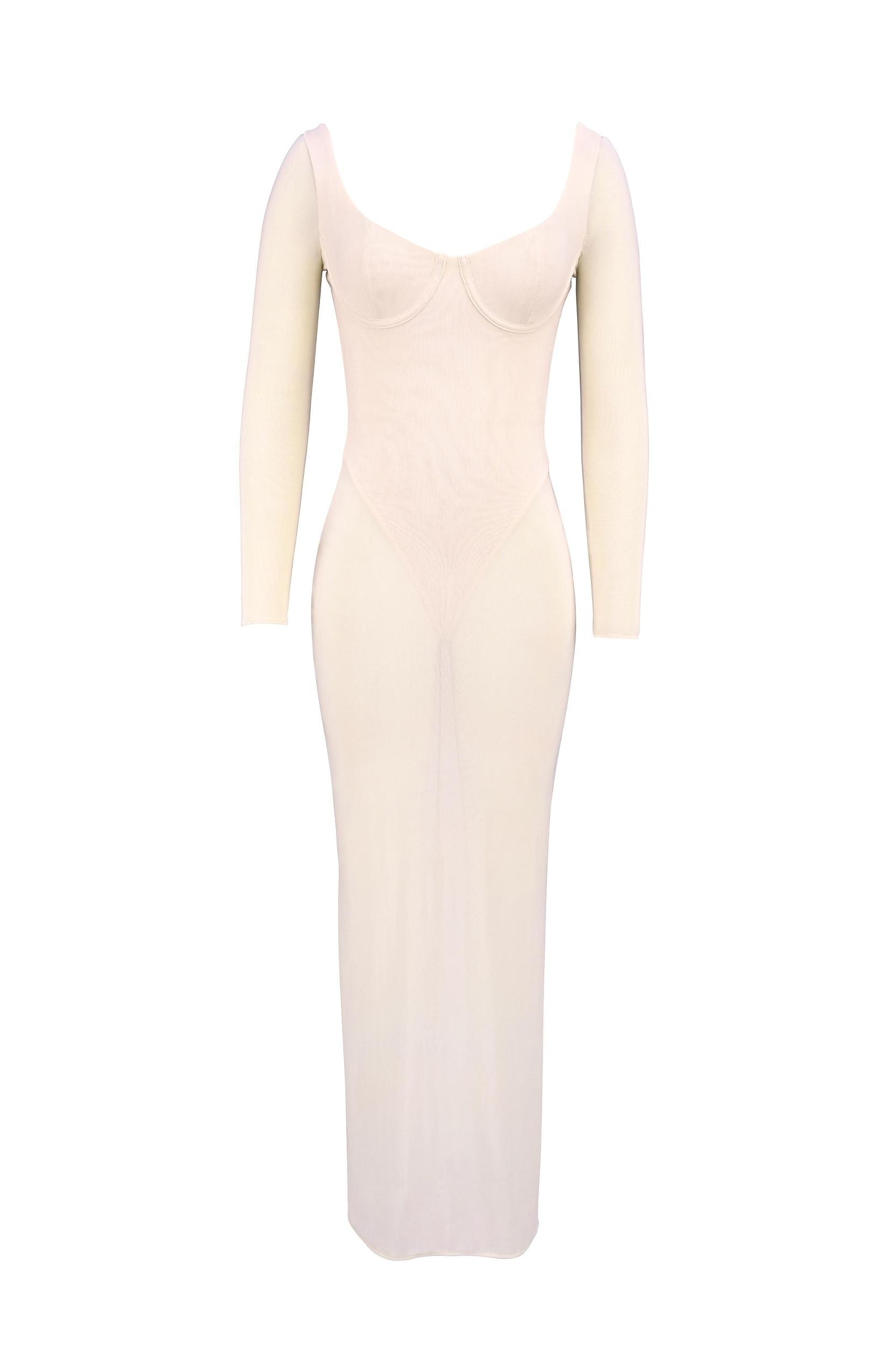 Everly  blush mesh maxi dress with bodysuit Product Image