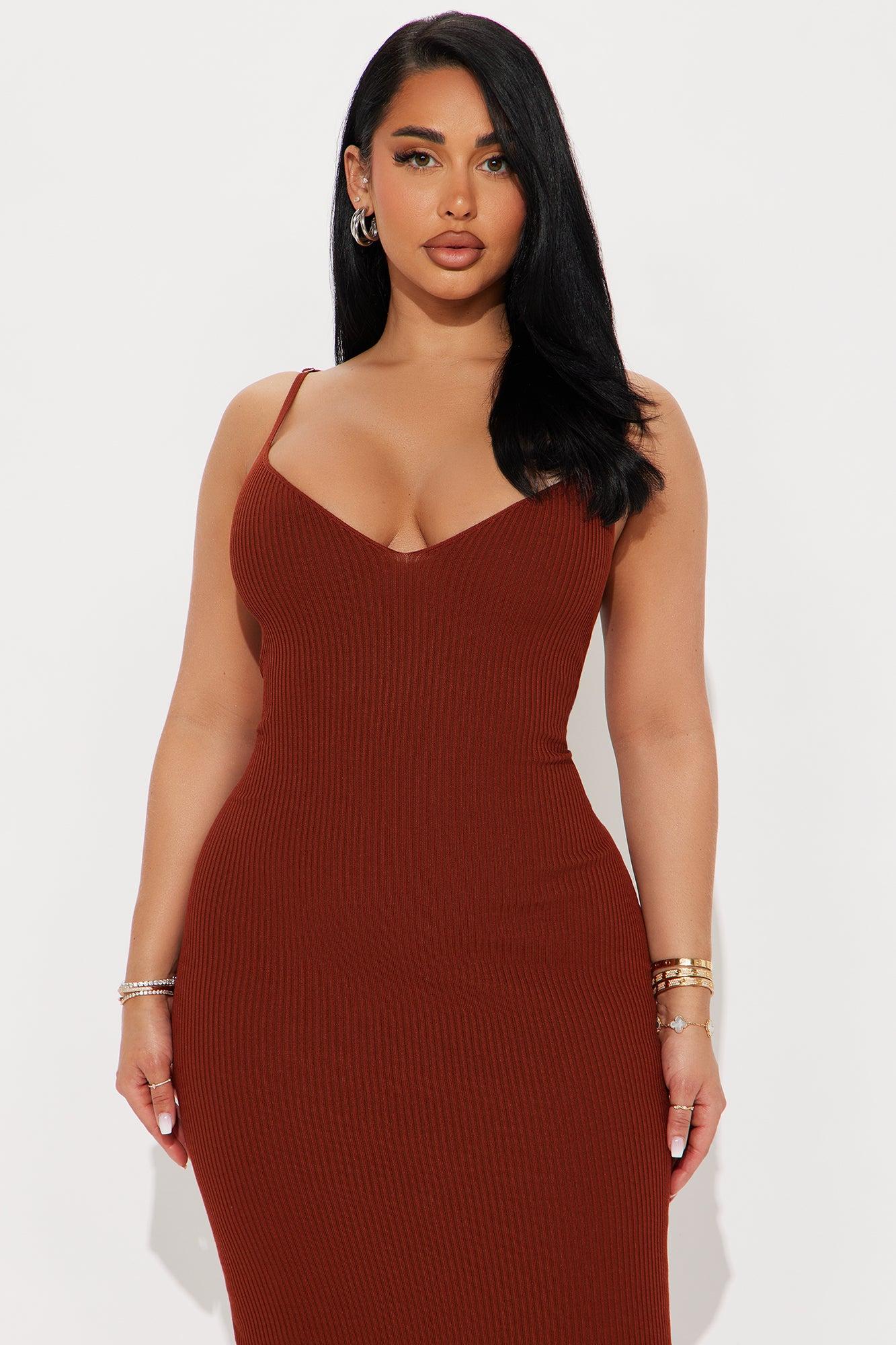 Dianne Sweater Midi Dress Set - Cognac Product Image