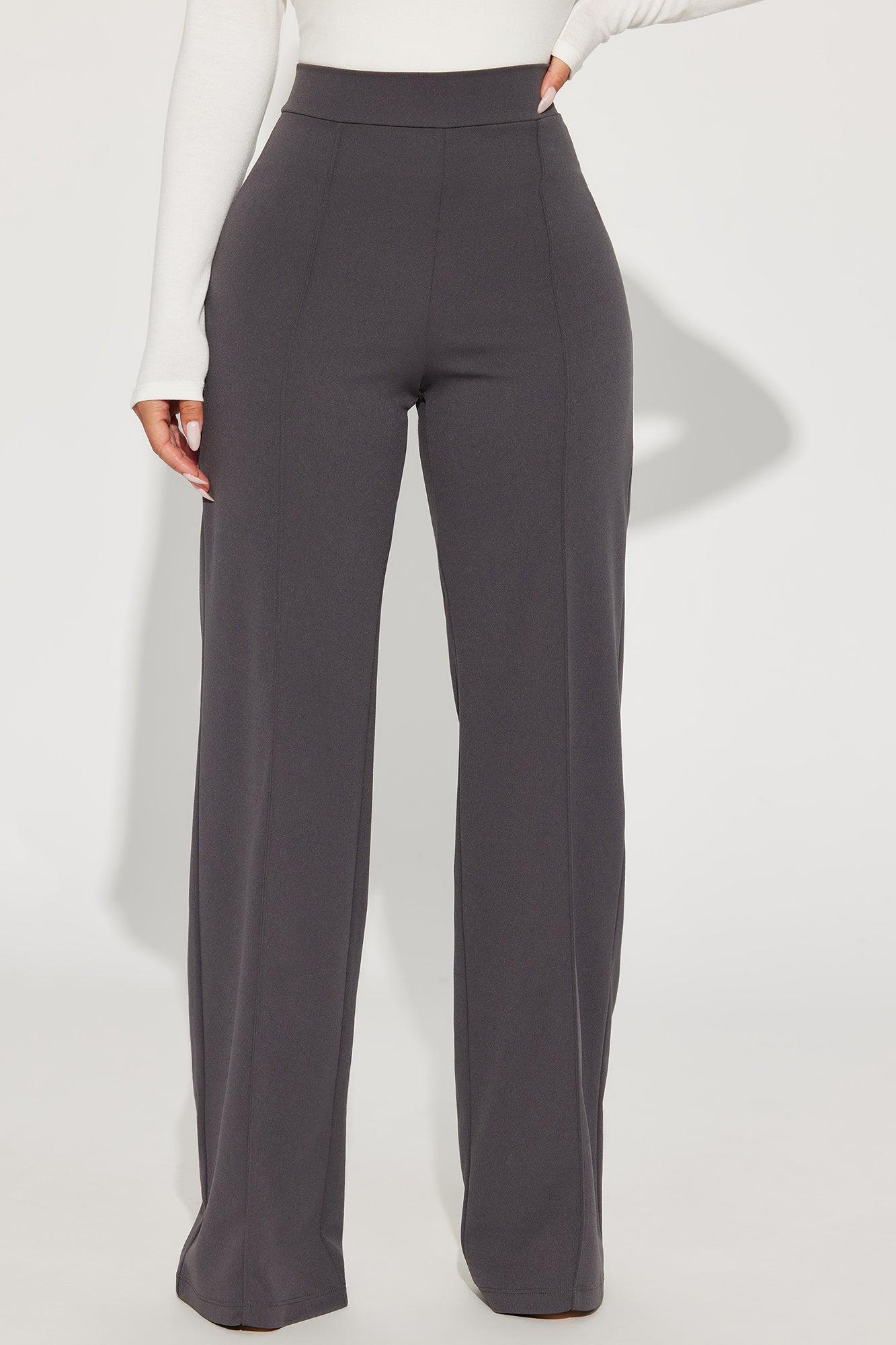 Petite Victoria High Waisted Dress Pants - Charcoal Product Image