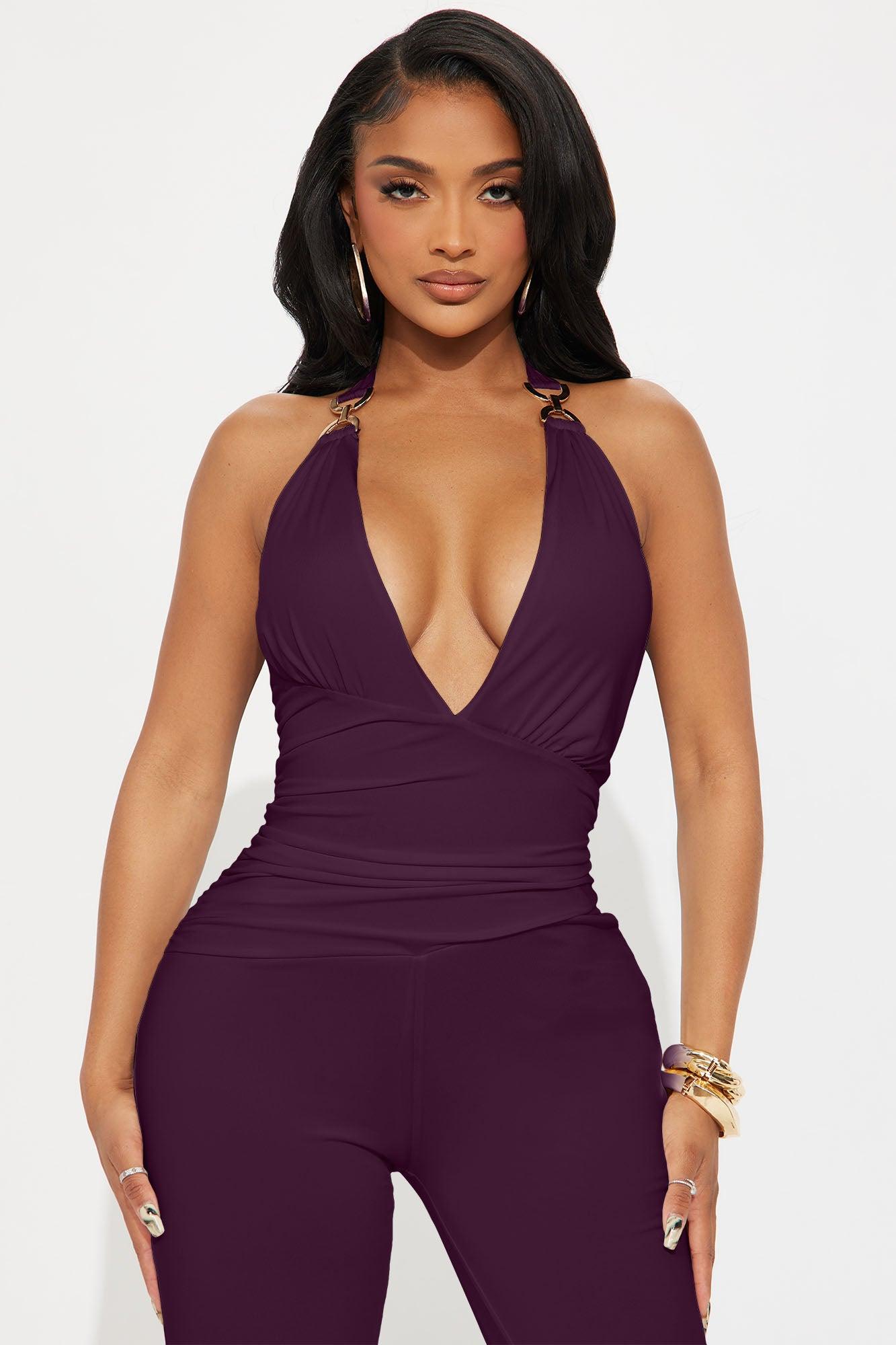 Mariana Flare Leg Jumpsuit - Plum Female Product Image