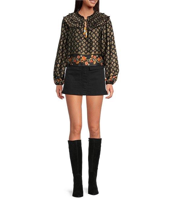 Chelsea & Violet Lena Denim A-Line Front Pocket Mini Skirt Product Image