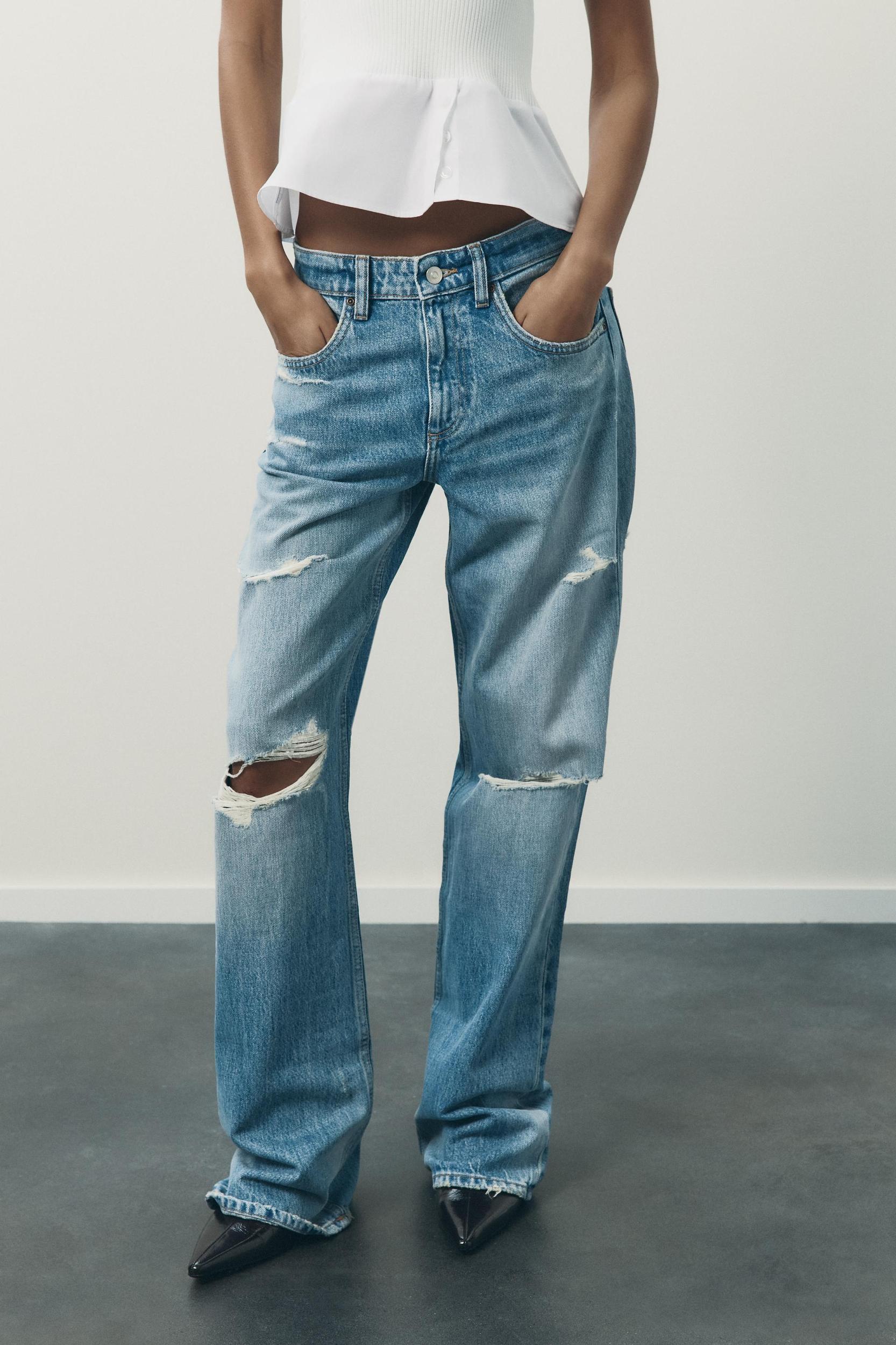 TRF RIPPED MID-RISE JEANS Product Image
