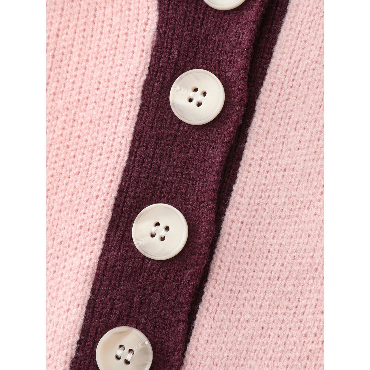 Plus Size Supersoft Polo Collar Contrast Pullover Beanpastepowder Women Playful Loose Long Sleeve Polo Casual Pullovers BloomChic 14-16/1X Product Image