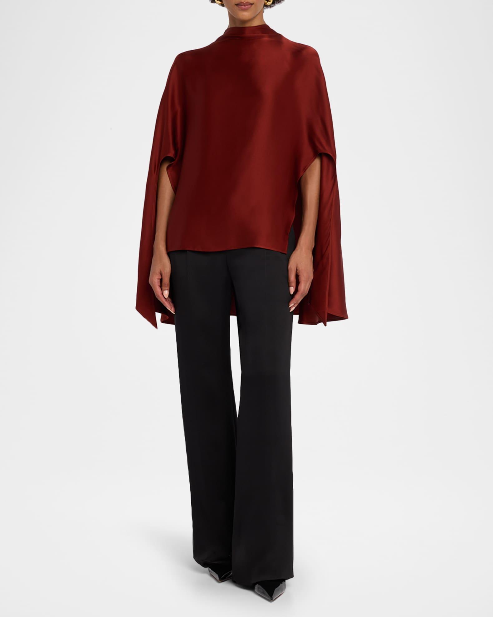 Mock-Neck Satin Cape Top Product Image