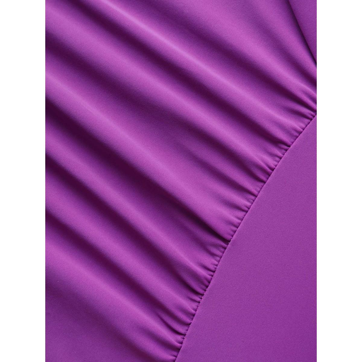 Plus Size Twist Front Ruched One-Piece Swimsuit Women's Swimwear Deeppurplered Beach Twist Curve Bathing Suits High stretch One Pieces BloomChic 26/4X Product Image