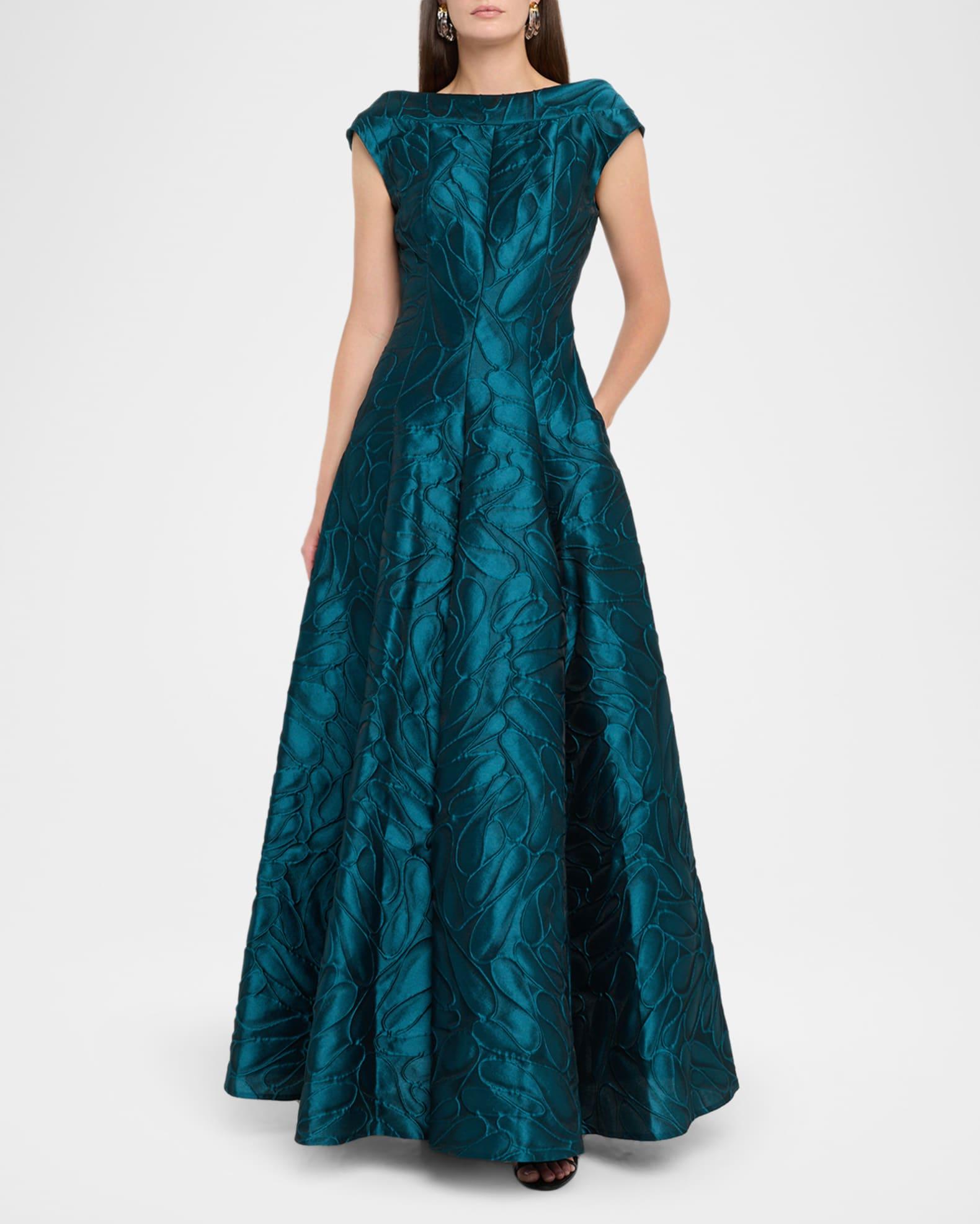 Textured Jacquard Backless Gown Product Image