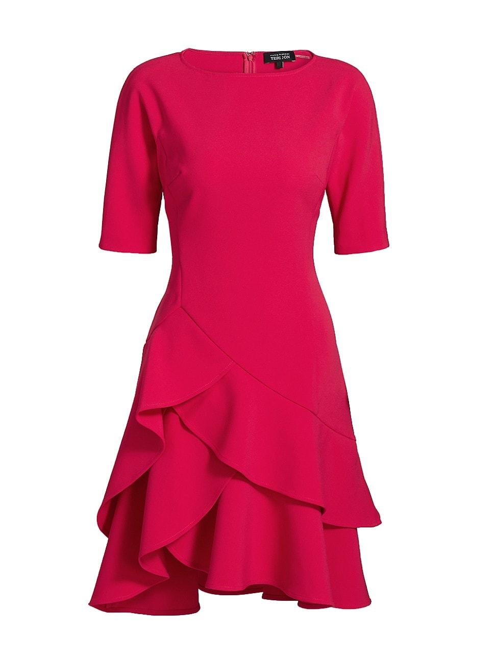 Womens Ruffle Stretch-Crepe Short-Sleeve Minidress Product Image