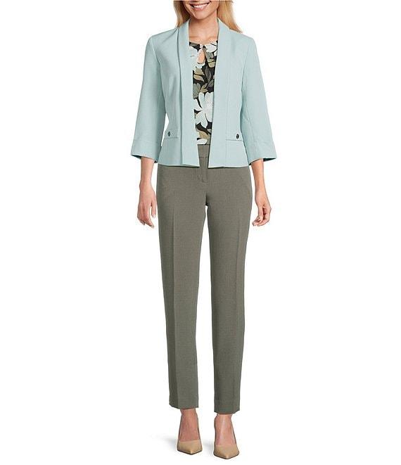 Kasper Crepe Fly Front Slim Leg Pants Product Image