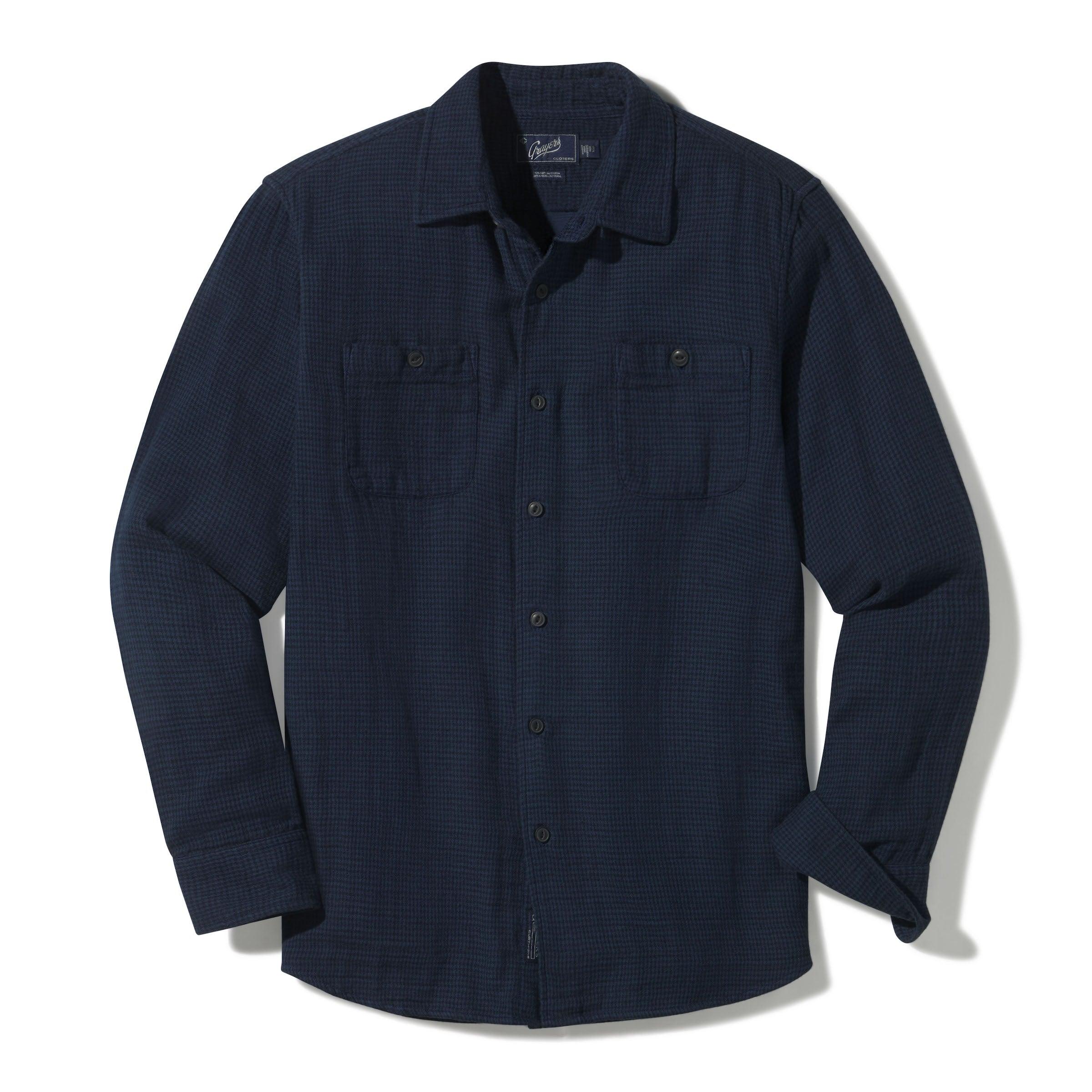 Houndstooth Double Cloth Workshirt - Sky Captain Navy Product Image