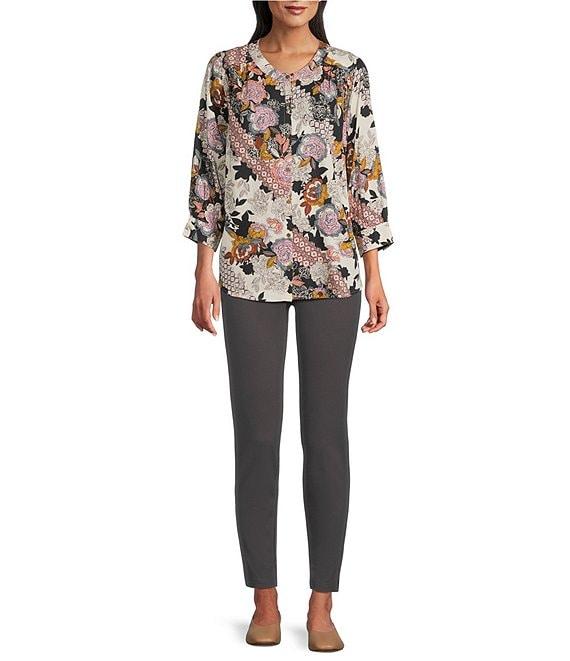 Intro Petite Size Stella Double Knit Slim Straight Leg Pull-On Pants Product Image