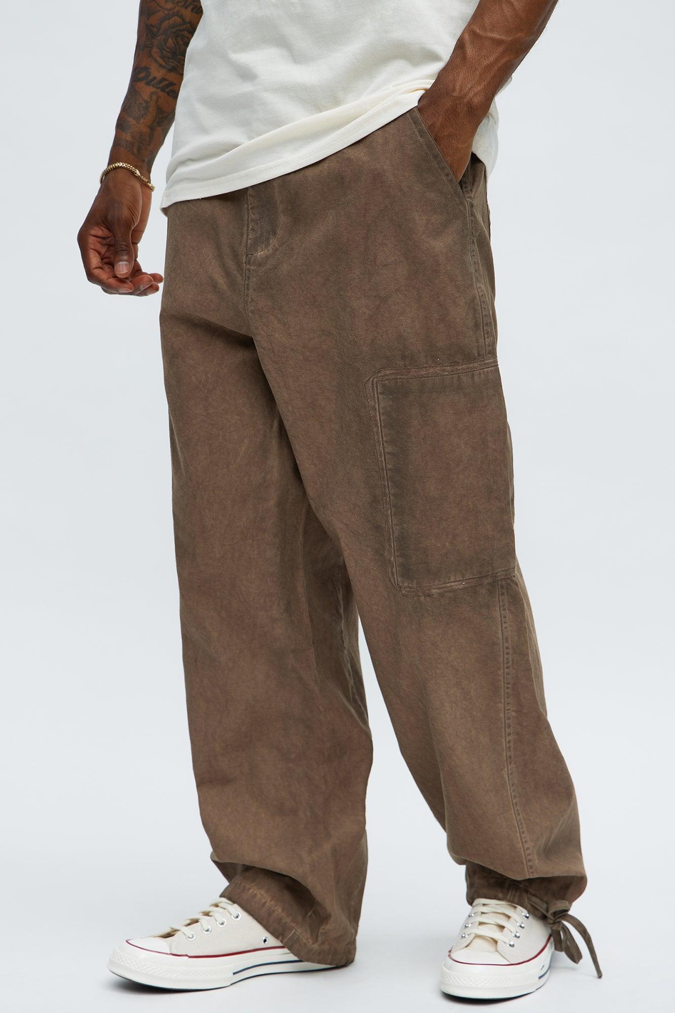 Baggy Got A Mission Dirty Distressing Pants - Brown Male Product Image