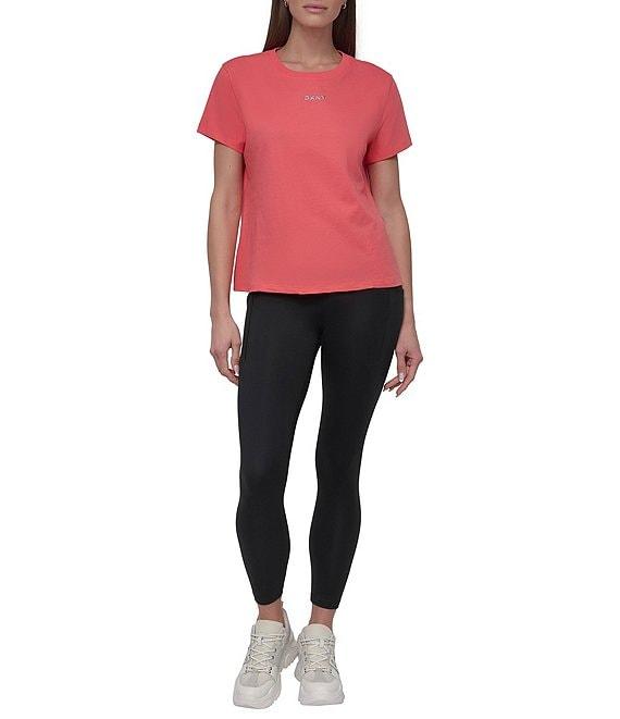 DKNY by Donna Karan Crew Neck Short Sleeve Knot Front Tee Shirt Product Image