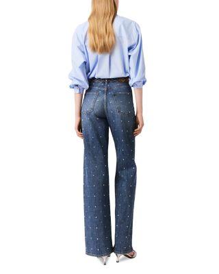 Studded Wide Leg Jeans in Blue Product Image