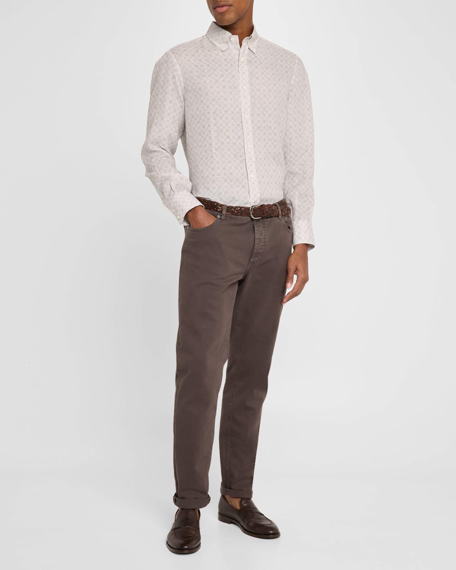 Men's Linen Medallion Casual Button-Down Shirt Product Image