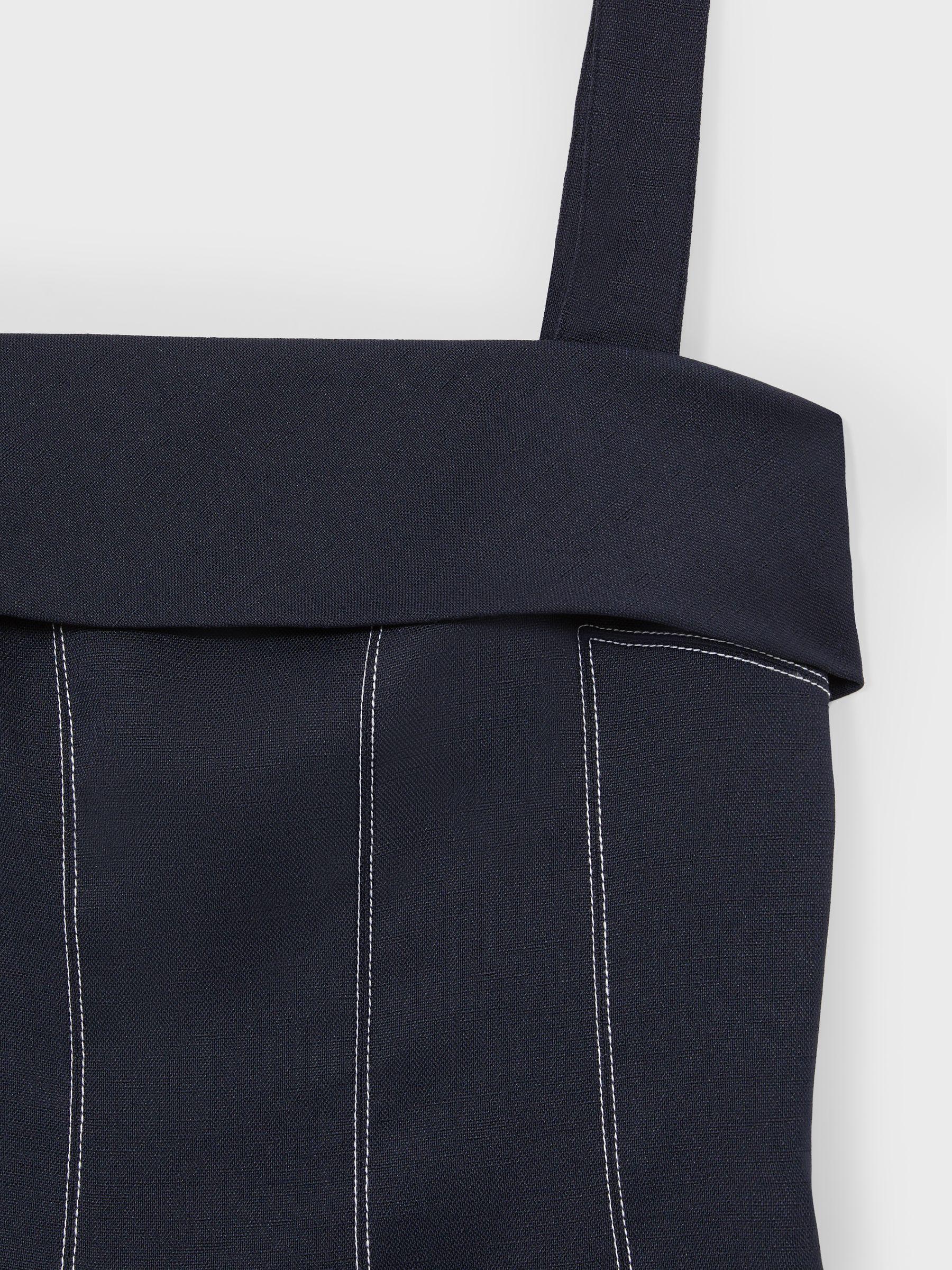 Contrast-Stitch Structured Mini Dress in Navy Product Image