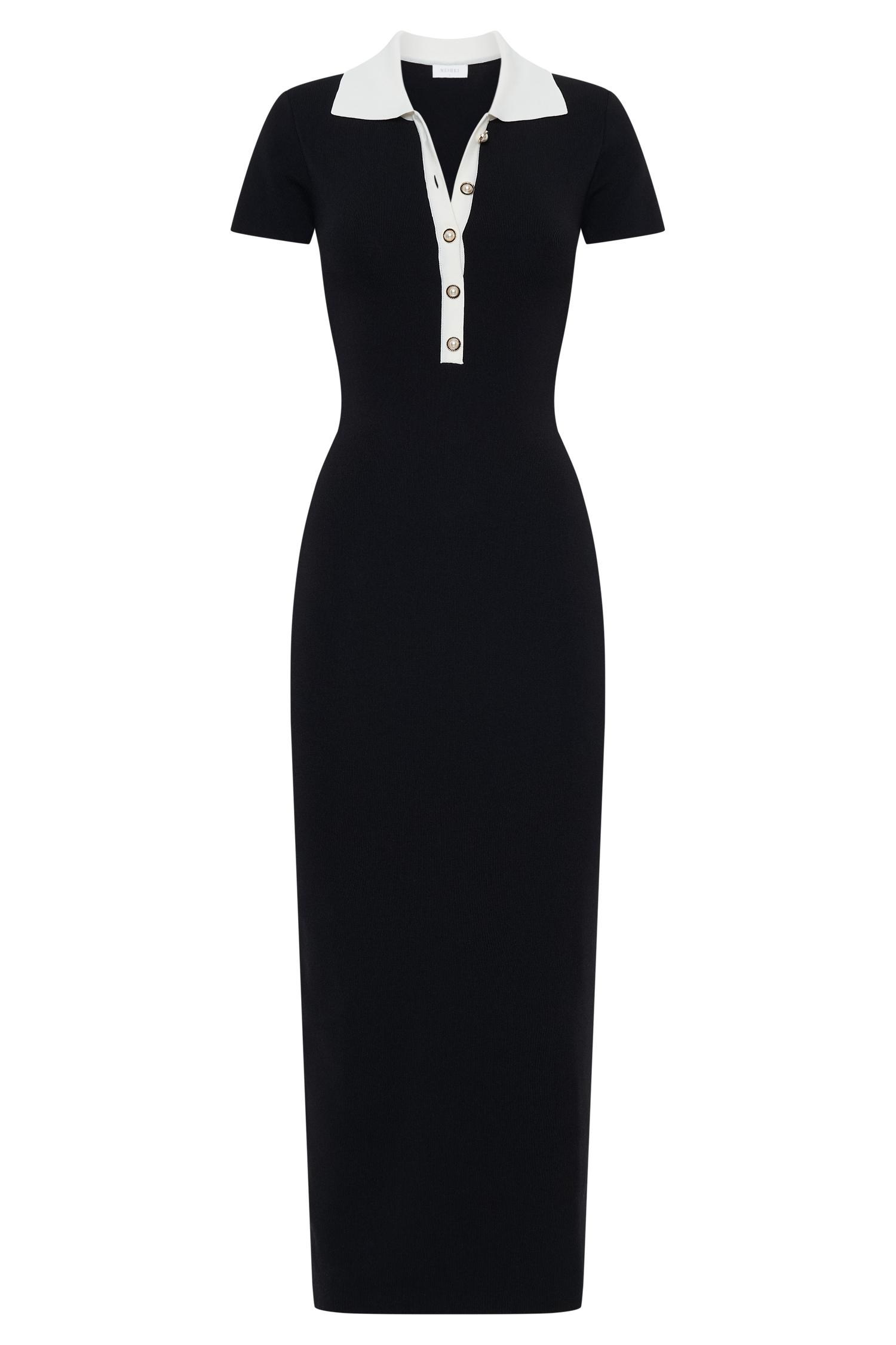 Jessamine Collared Contrast Maxi Dress - Black Product Image