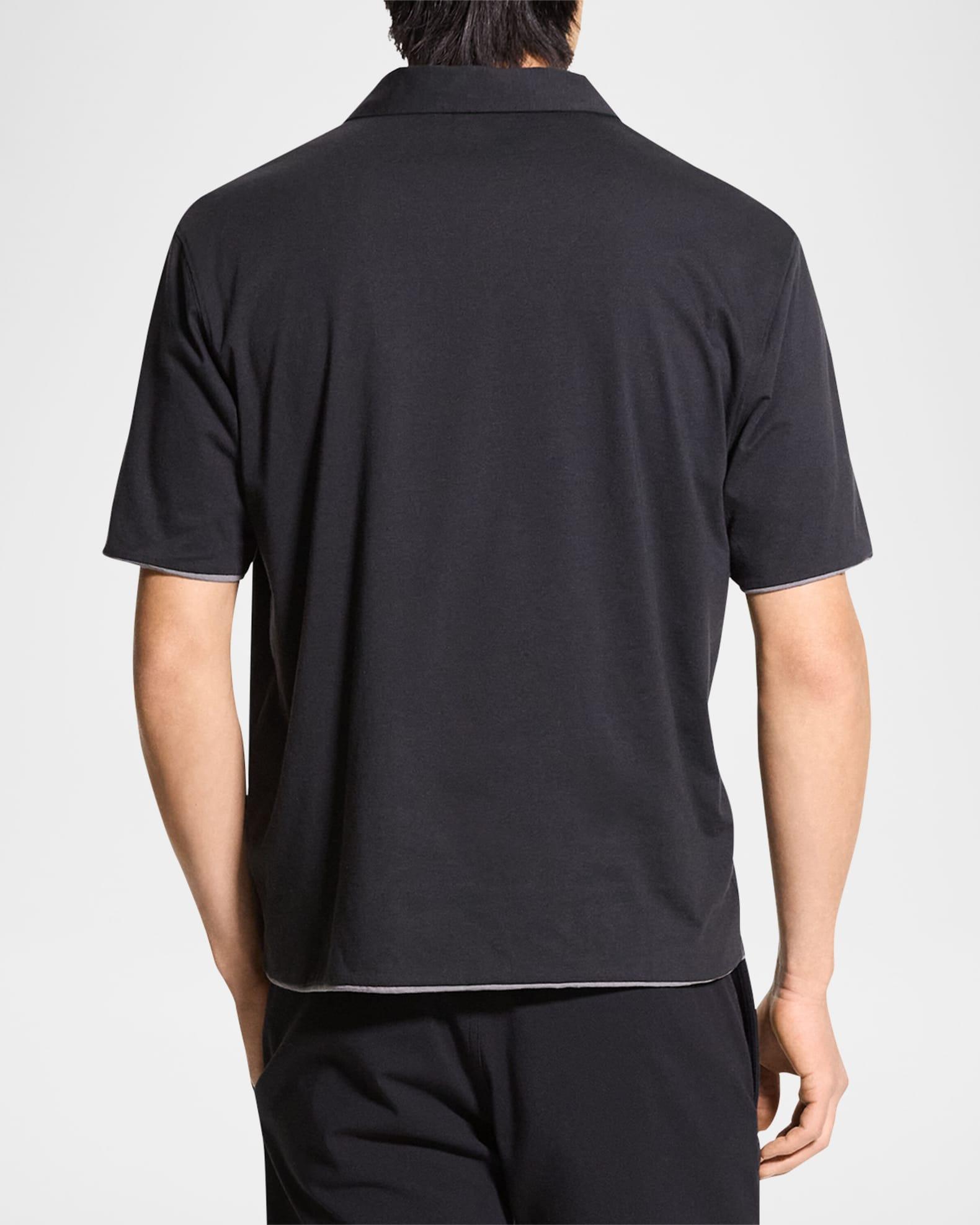 Men's Double-Layer Jersey Johnny Collar Polo Shirt Product Image