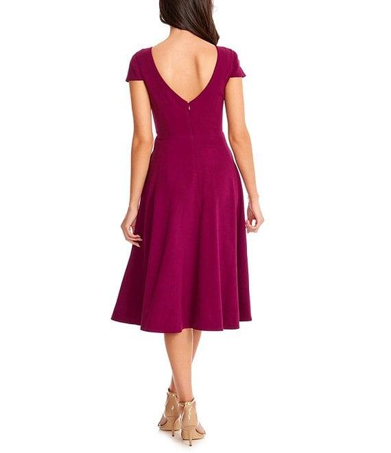 Dress the Population Livia Boat Neck Cap Sleeve Pleated Side Pocket Dress Product Image