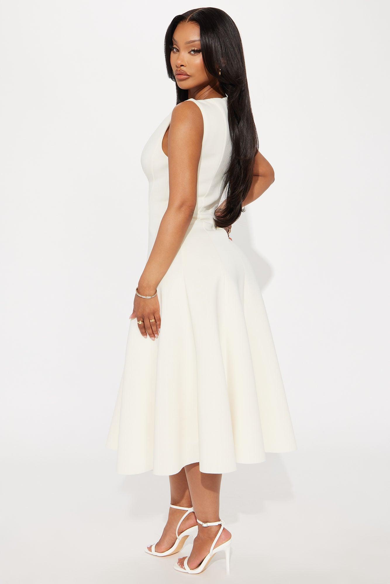 Sweet Sunday Pleated Midi Dress - Cream Product Image