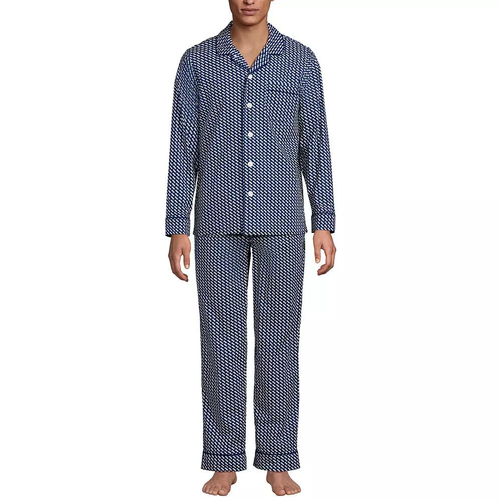 Men's Lands' End Essential Long Sleeve Top & Pants Pajama Set,  Product Image