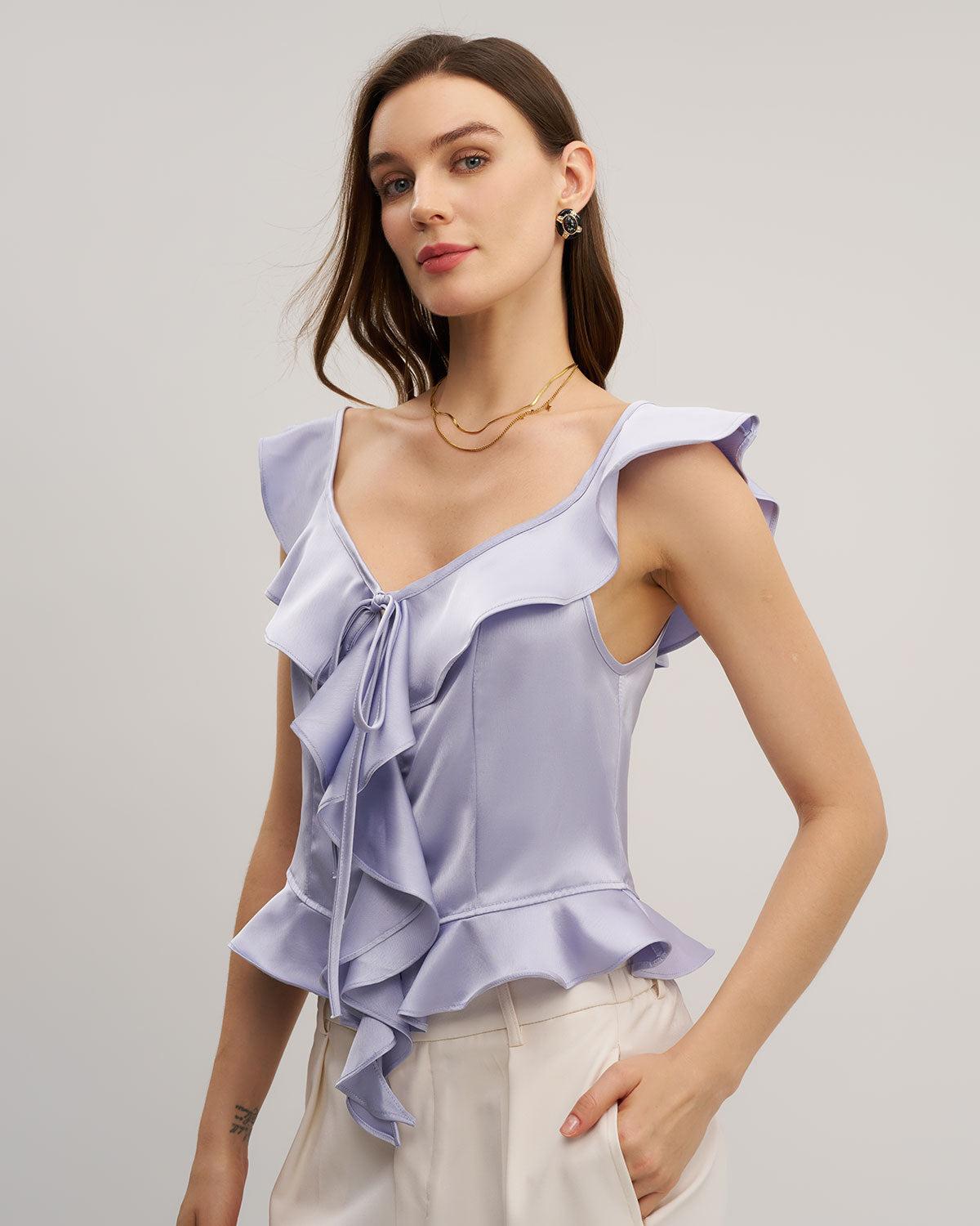 Purple Ruffle Tank Top Product Image