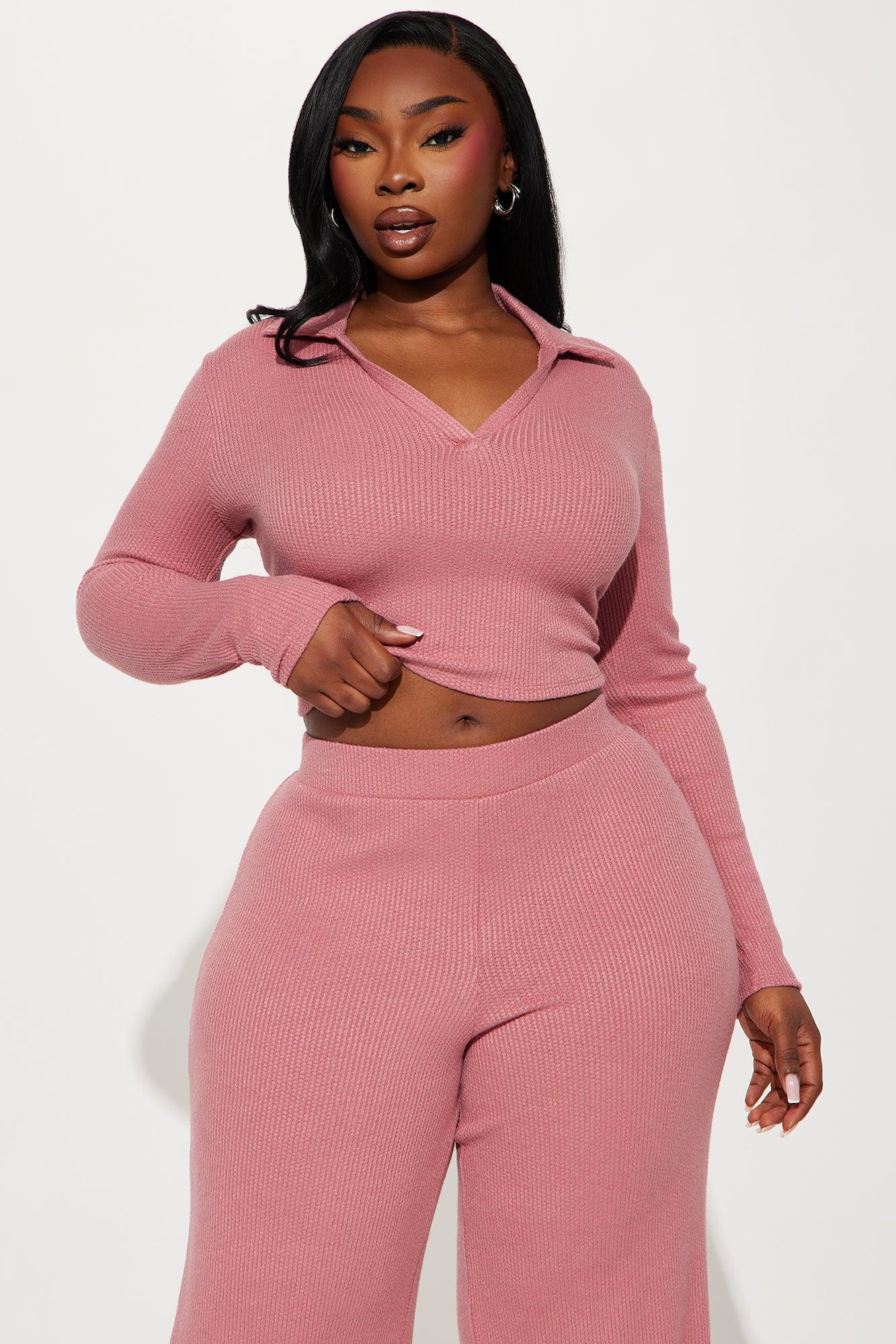 Off The Clock Cozy Pant Set - Mauve Product Image