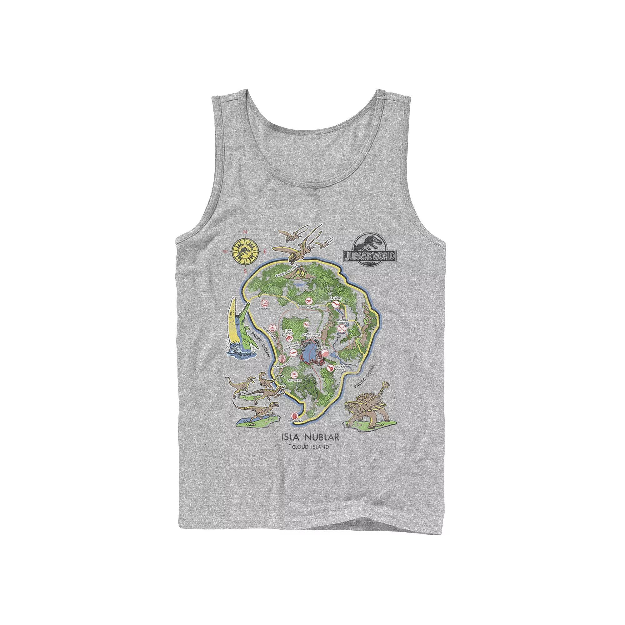Men's Jurassic World Isla Nublar Map Tank Top,  Product Image