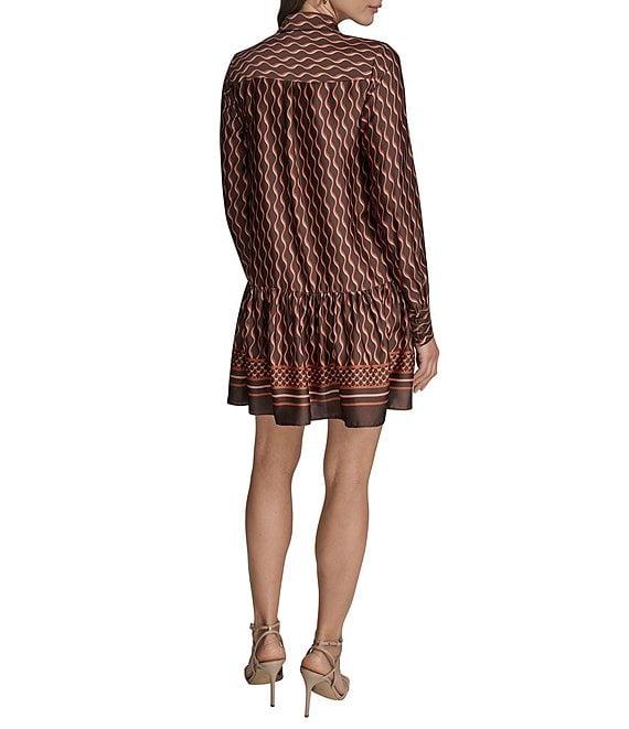 BCBG Mock Neck Tie Long Sleeve Shift Mini Dress Product Image