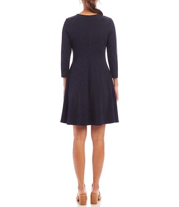 Karen Kane Scoop Neck 3/4 Sleeve Fit & Flare Dress Product Image