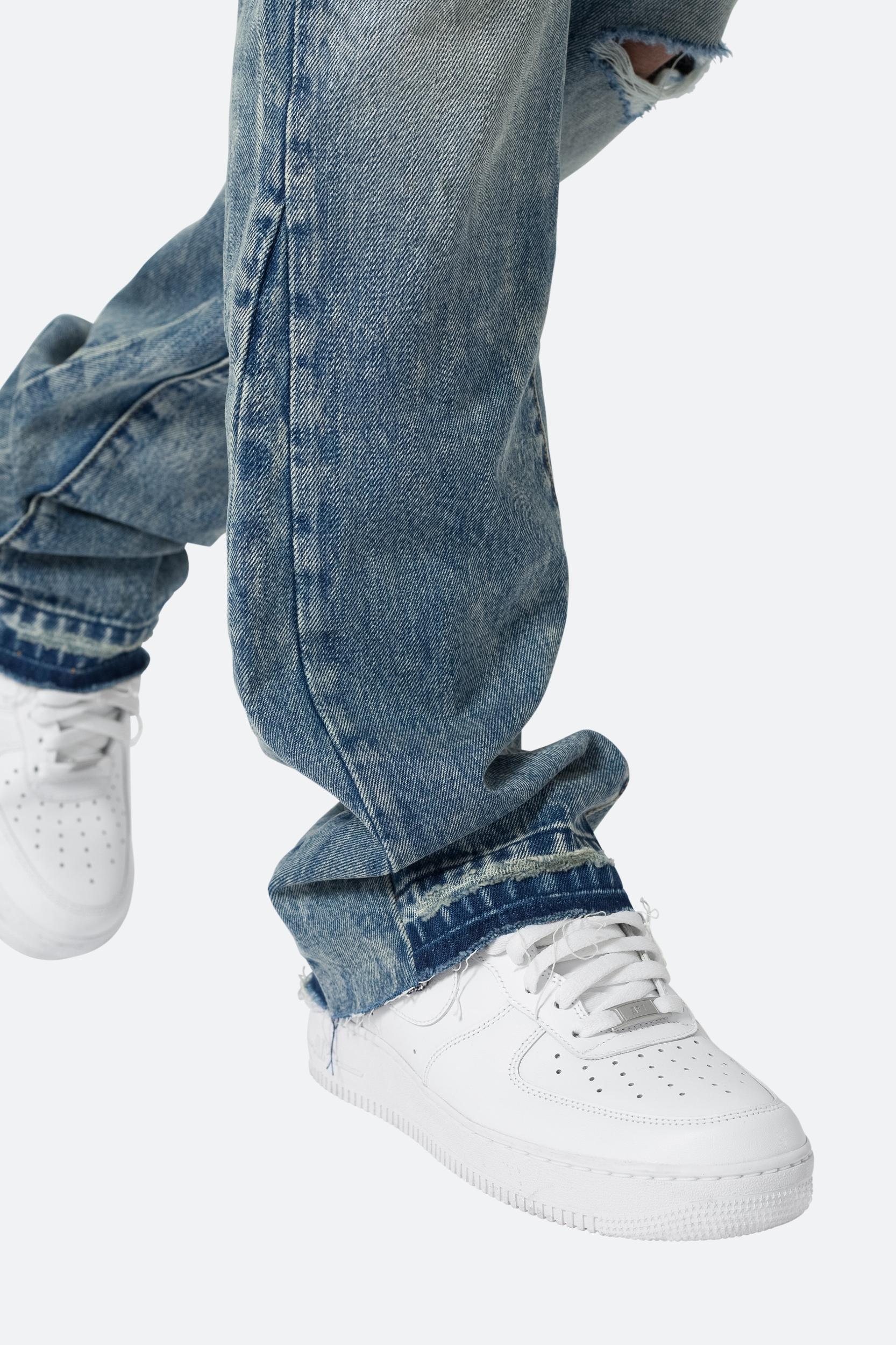 B615 Knee Hole Flare Denim - Blue Product Image