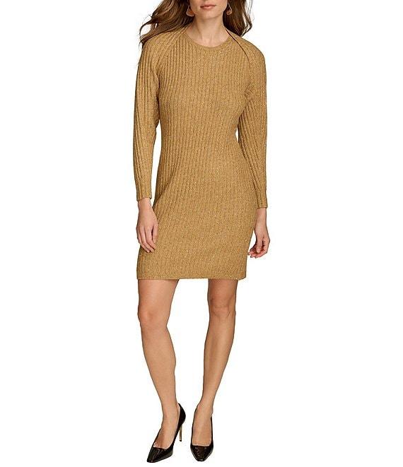 Donna Karan Sequin Yarn Crew Neck Long Sleeve 2 Piece Jacket Dress Product Image