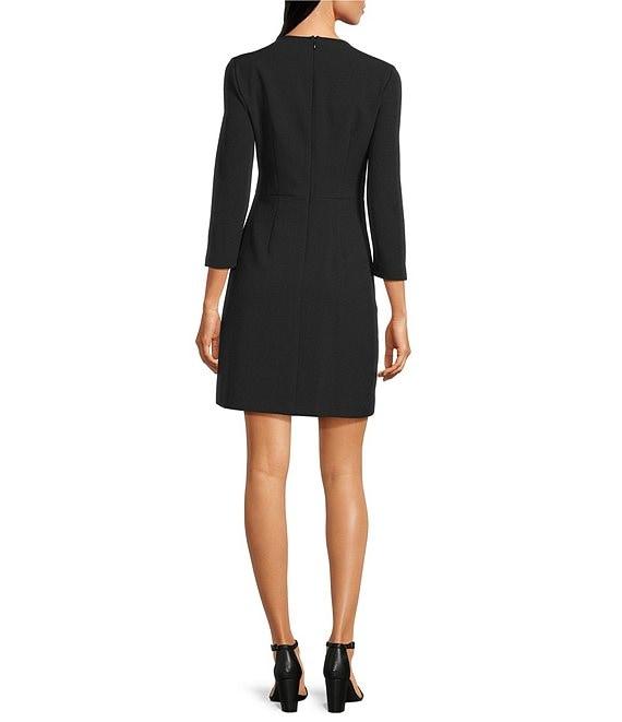 Eliza J Long Sleeve Crew Neck Fit and Flair Bow Mini Dress Product Image