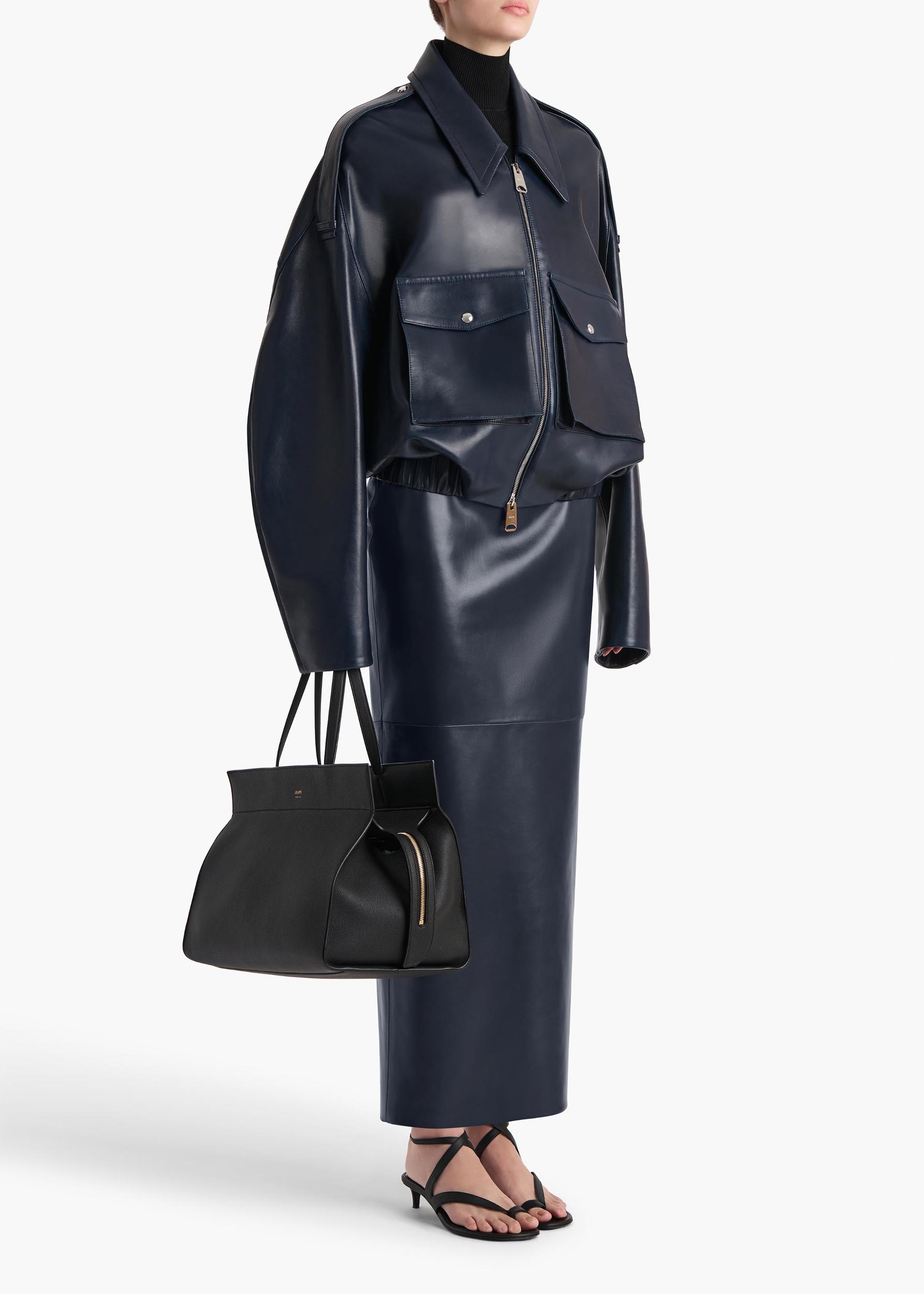 Loxley Skirt in Dark Navy Leather Product Image