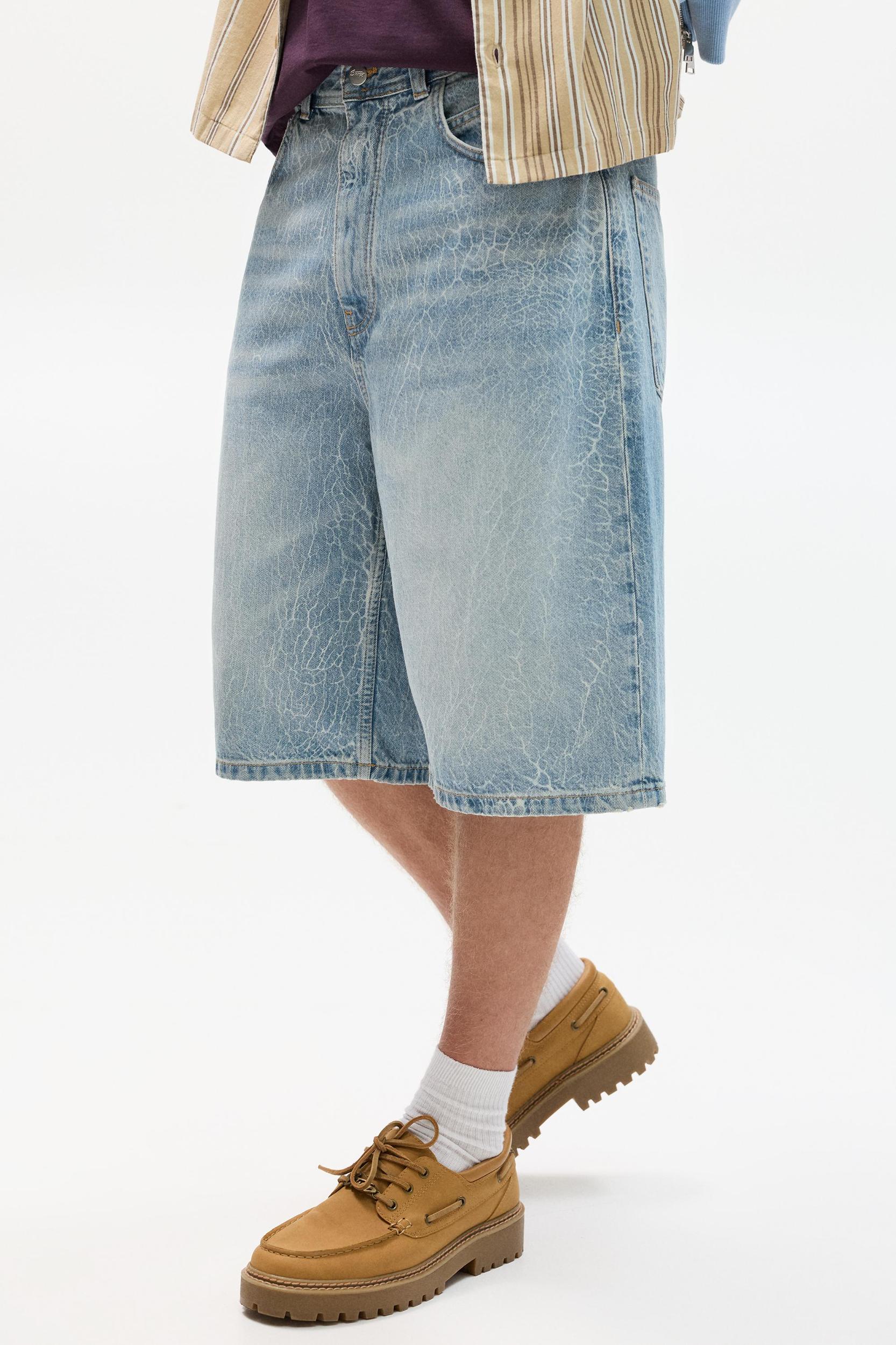 Faded denim skater Bermuda shorts Product Image