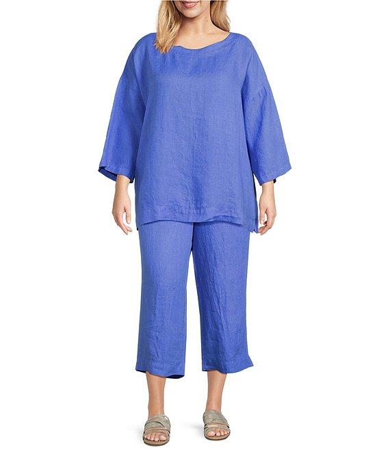 Bryn Walker Plus Saba Light Linen Drawstring Waist Straight Leg Pants Product Image