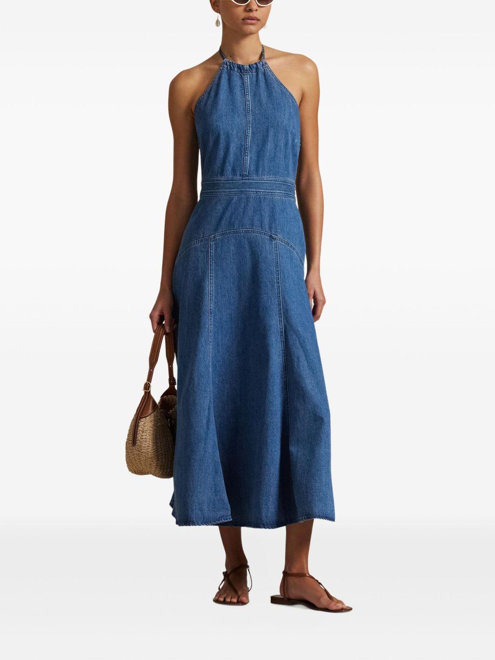 halterneck denim midi dress Product Image