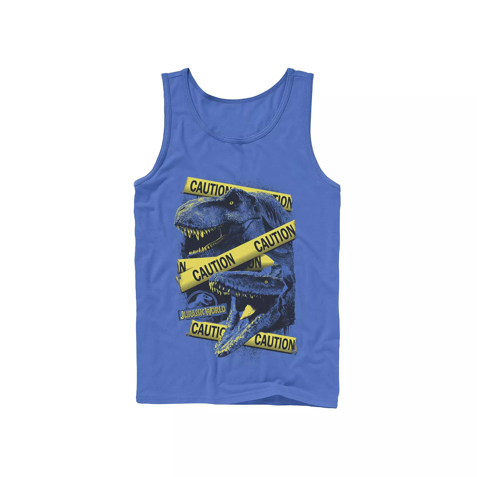 Men's Jurassic World Dinosaur Caution Splatter Tank Top,  Product Image