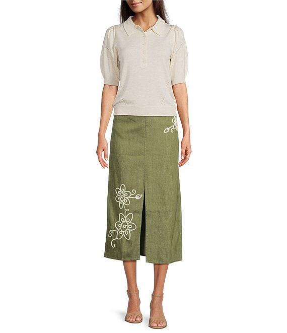 Current Air Wool Blend Short Sleeve Knit Polo Top Product Image