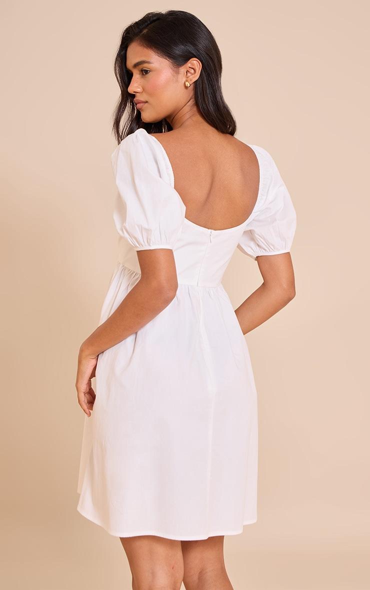 White Cotton Button Down Smock Dress Product Image