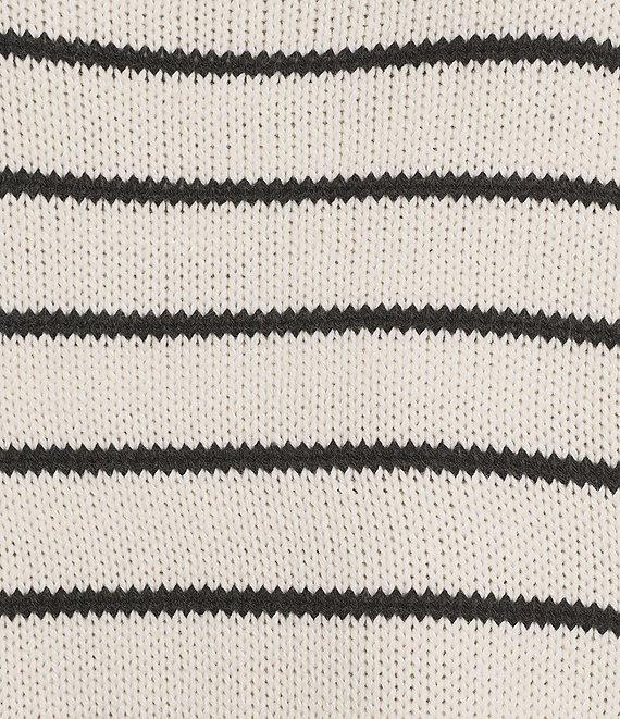 Blu Pepper Striped Knit Mock Neck Side Slit Sweater Product Image