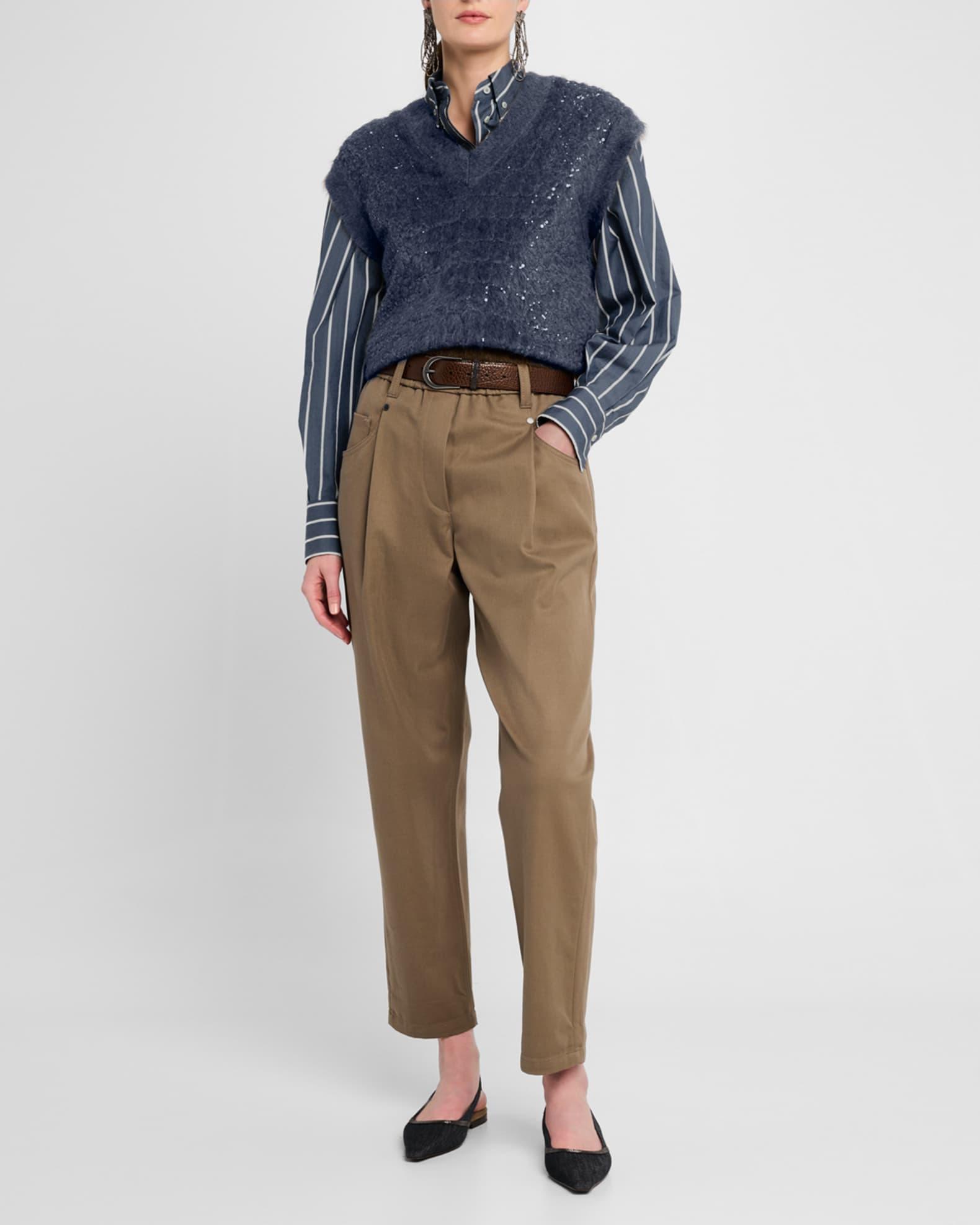 Cotton Twill Straight-Leg Ankle Pull-On Pants Product Image