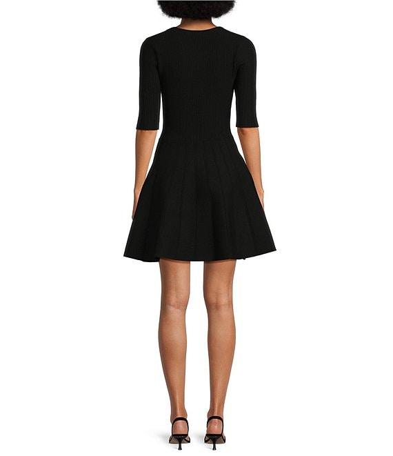BOSS By Hugo Boss Frankina Compact Knit Scoop Neck Short Sleeve Fit-And-Flare Dress Product Image