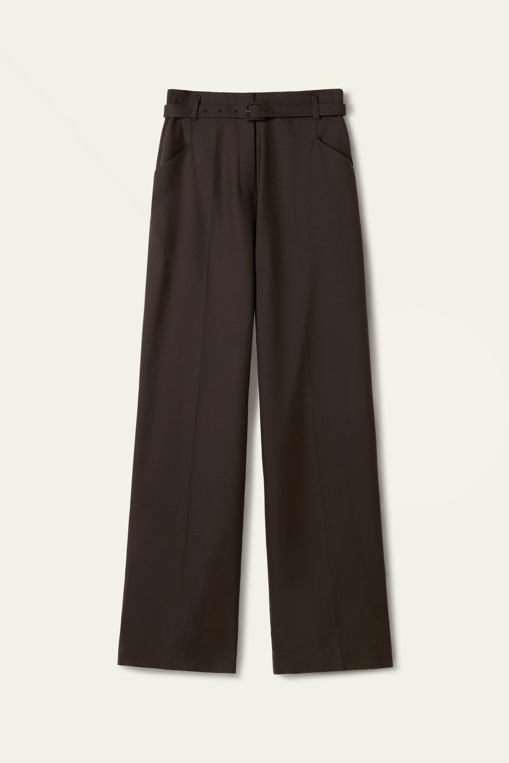 Silk wool high-waisted wide-leg pant Product Image